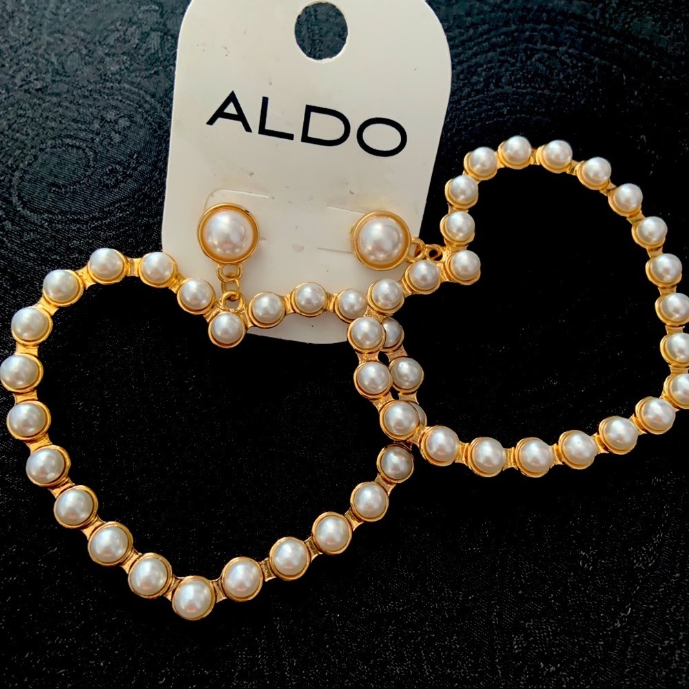 Aldo Women’s Fashion Heart Pearl  Earrings